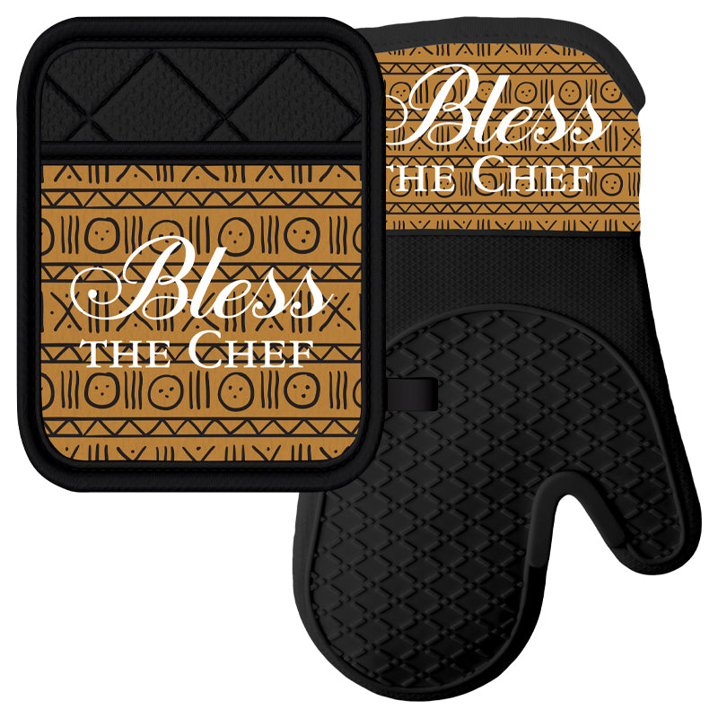 Bless The Chef Mitt/Pot Holder Set | African American Expressions