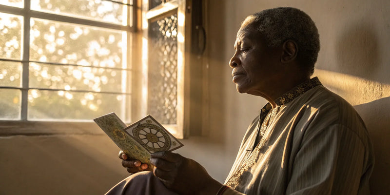 African American man reflects on witness card.
