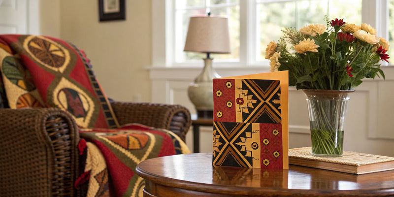 Stylish black birthday card with cultural design.
