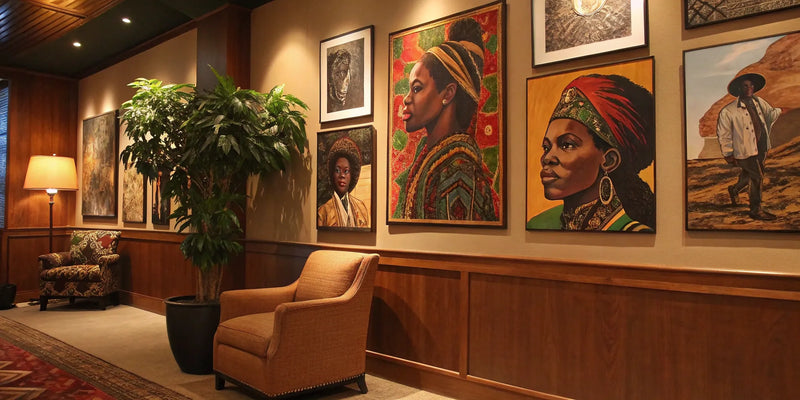 Vibrant African American art posters.