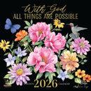 Floral design with 'With God All Things Are Possible' text and colorful flowers on a black background