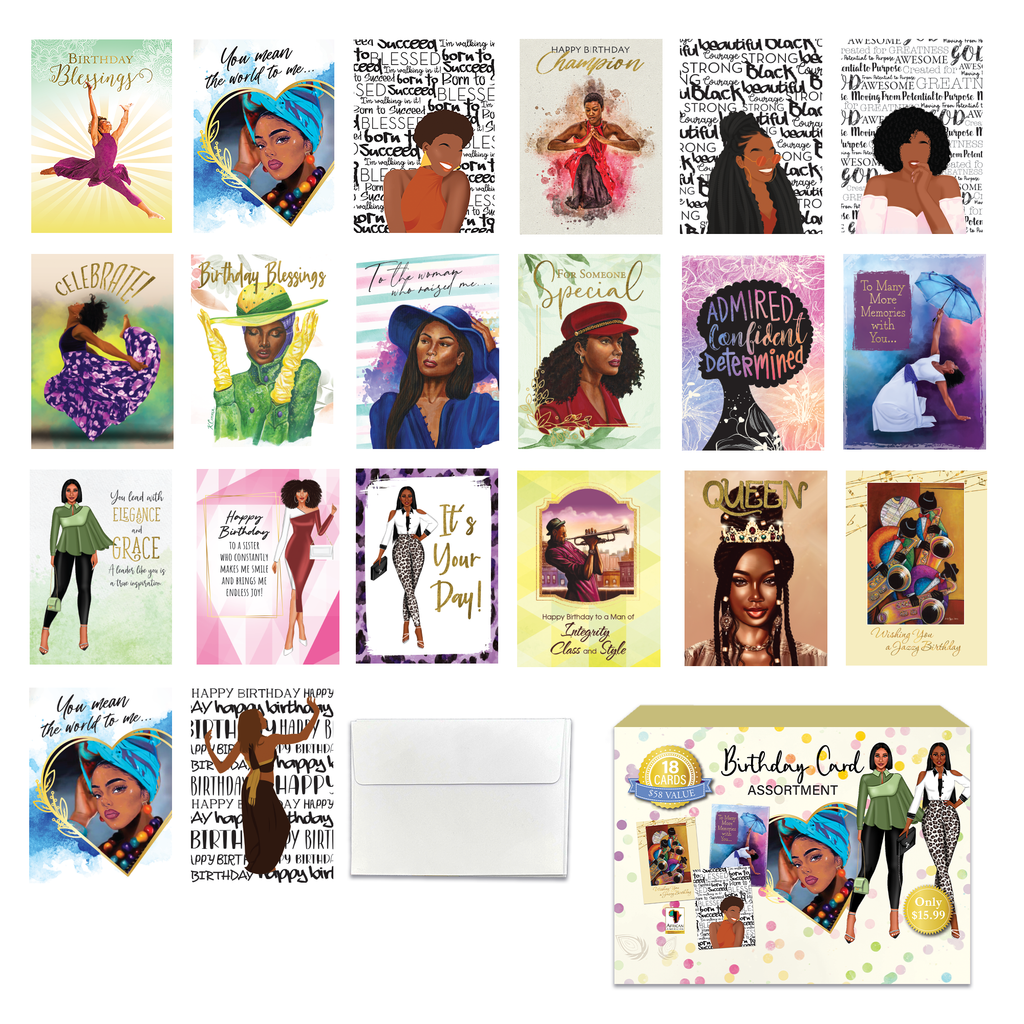 African American All Occasion Greeting Card Box Set (18 Cards) | The