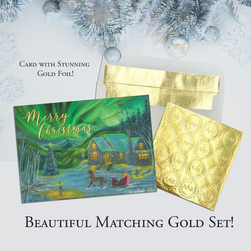 COTTAGE WITH SLEIGH CHRISTMAS CARD