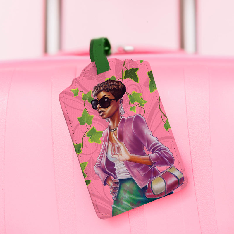 PINK AND GREEN LUGGAGE TAG SET