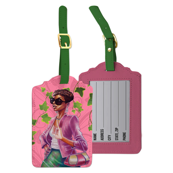 PINK AND GREEN LUGGAGE TAG SET