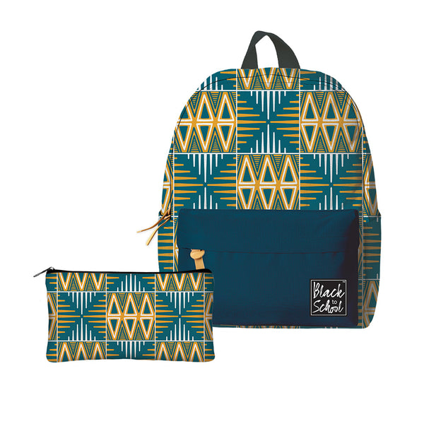 BLUE/YELLOW MUDCLOTH BACKPACK SET