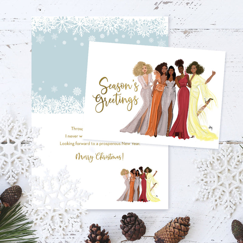 SEASONS GREETINGS GIRLS CHRISTMAS CARD