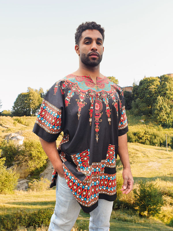 Dashiki Tunic (Pattern 1 - Black)