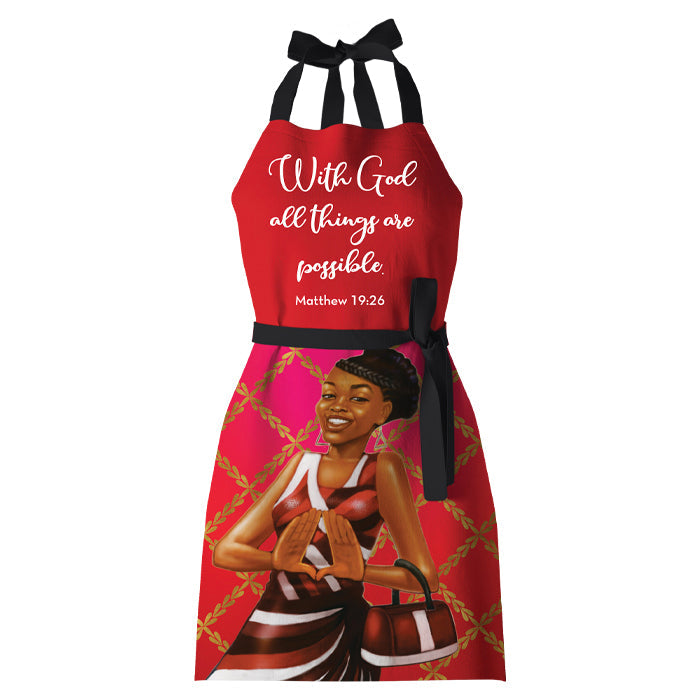 RED AND WHITE APRON