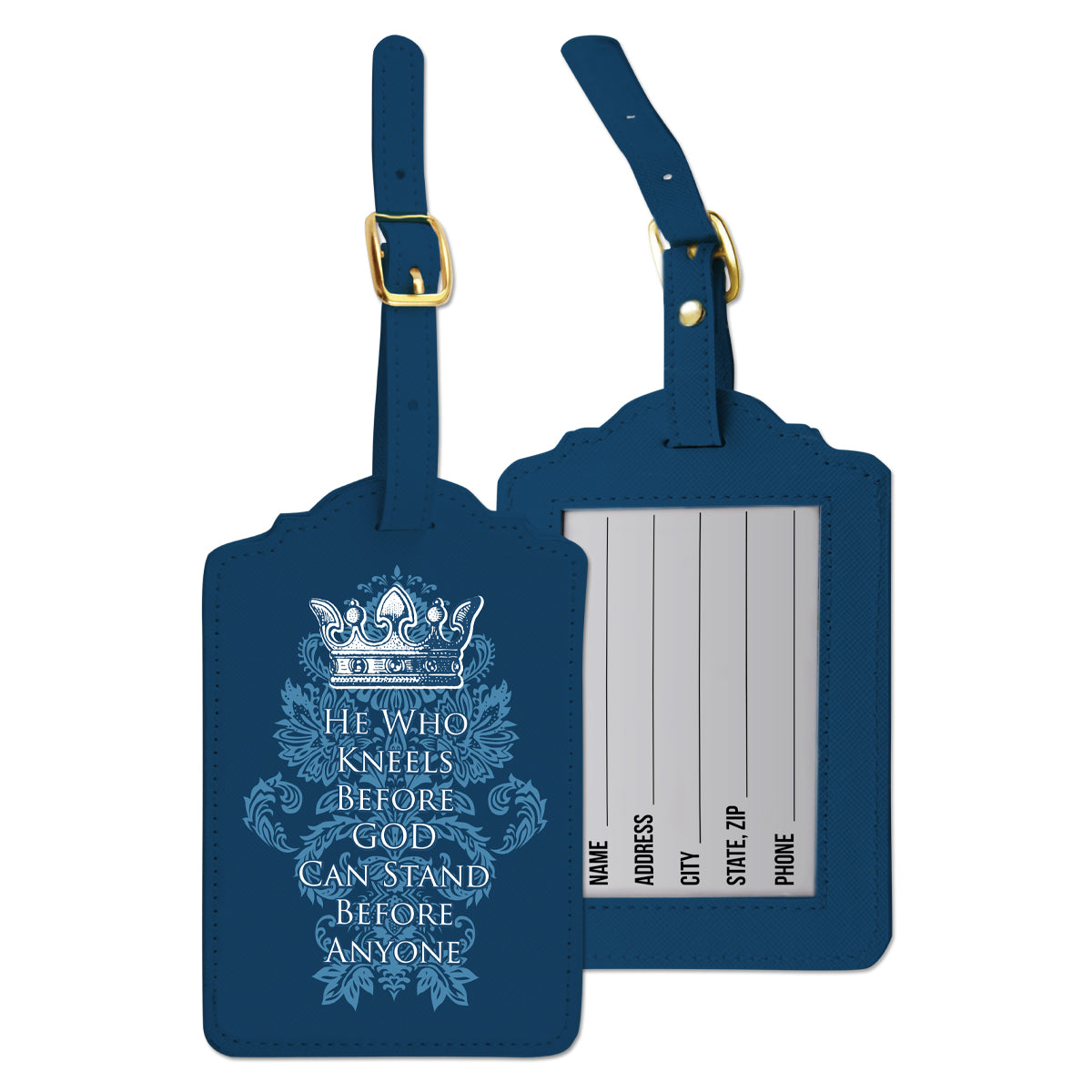 HE WHO KNEELS LUGGAGE TAG SET