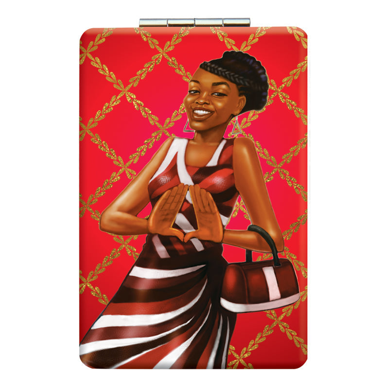 RED AND WHITE COMPACT POCKET MIRROR