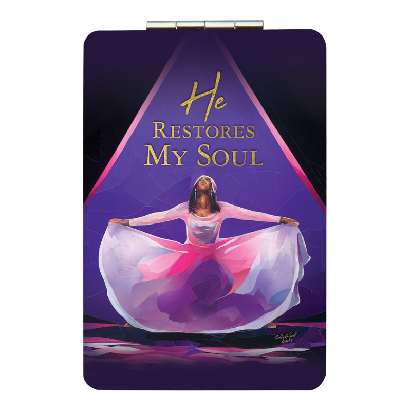 HE RESTORES MY SOUL COMPACT POCKET MIRROR